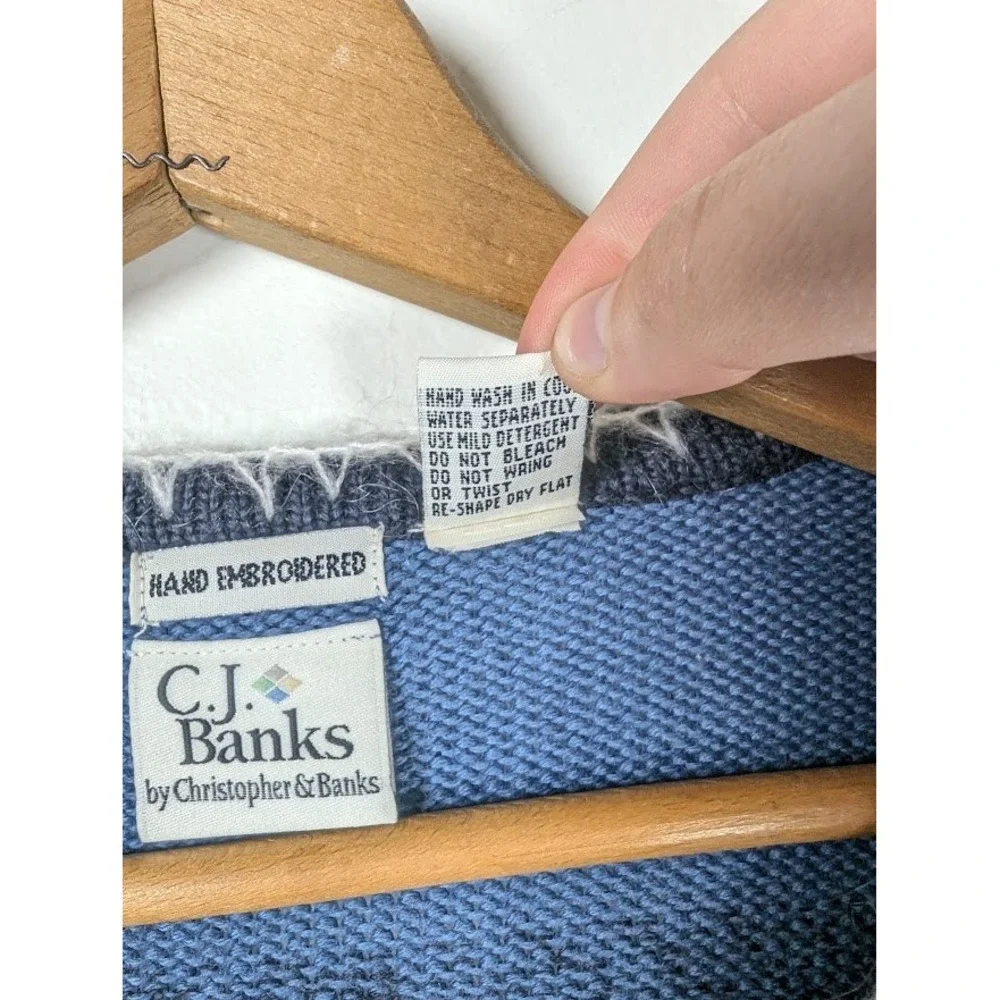 CJ Banks Cardigan Sweater Size 3X Hand Embroidered Winter Snowflakes Cottagecore